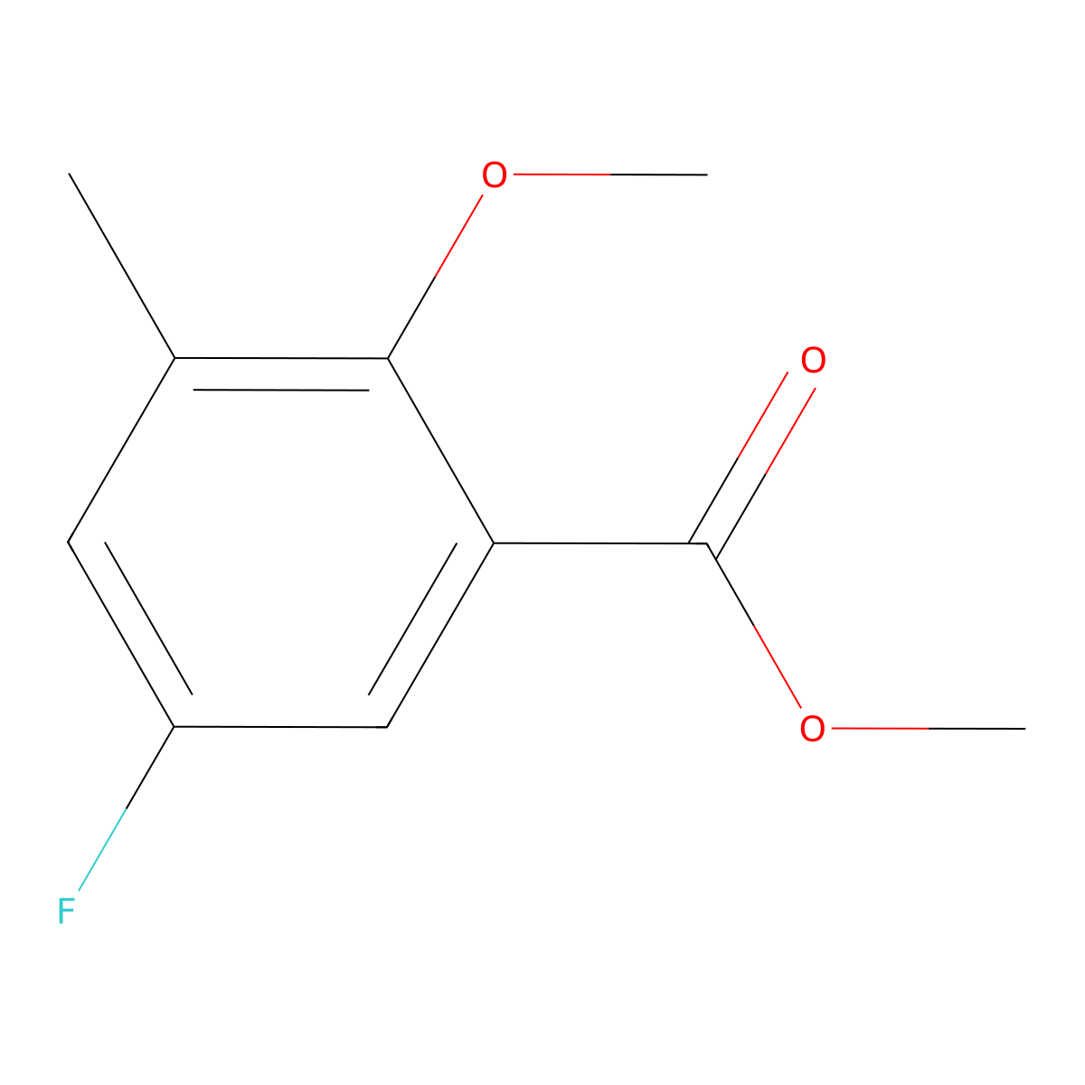 Methyl 5-fluoro-2-methoxy-3-methylbenzoate molecular structure, CAS 2111565-33-2