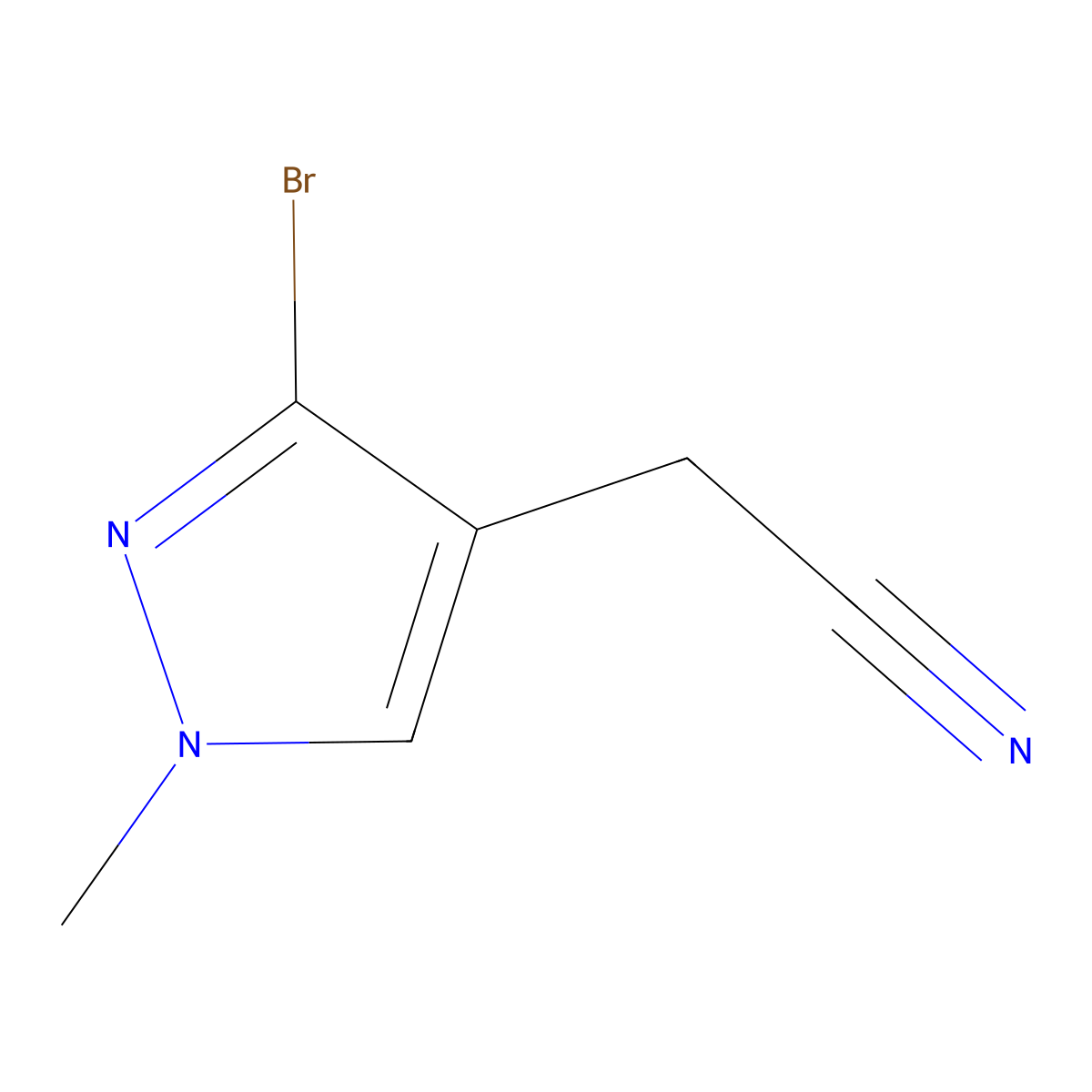 2-(3-bromo-1-methyl-1H-pyrazol-4-yl)acetonitrile molecular structure, CAS 2111571-14-1