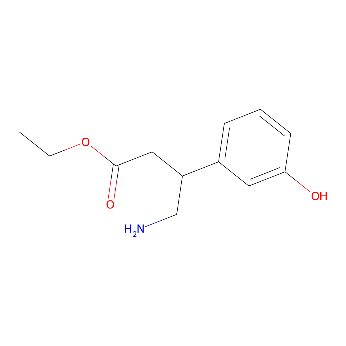 Ethyl 4-amino-3-(3-hydroxyphenyl)butanoate molecular structure, CAS 2111578-89-1
