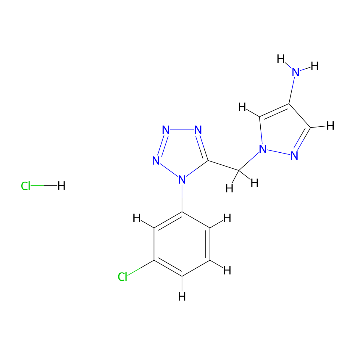 1-{[1-(3-chlorophenyl)-1H-1,2,3,4-tetrazol-5-yl]methyl}-1H-pyrazol-4-amine hydrochloride molecular structure, CAS 2111646-82-1