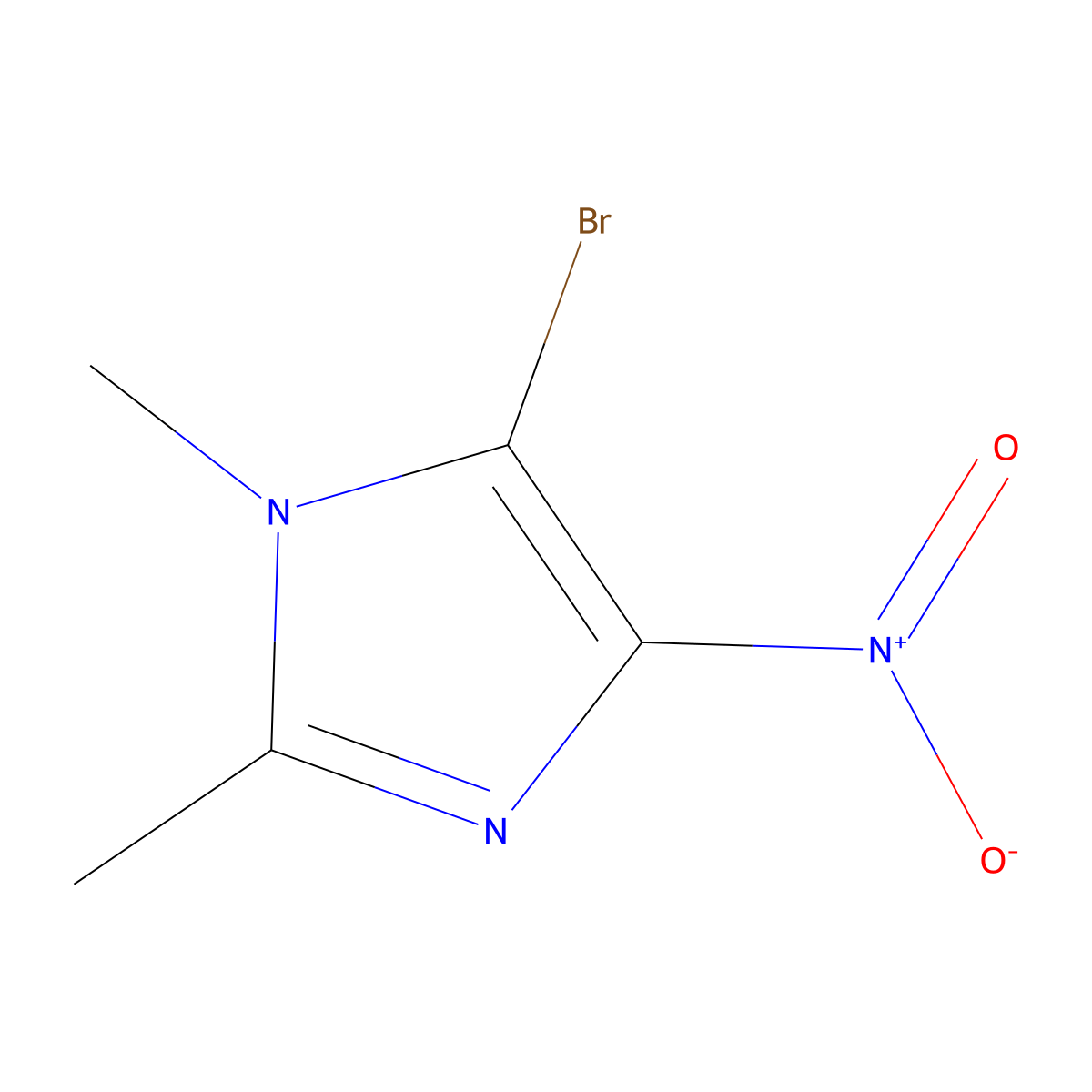 5-bromo-1,2-dimethyl-4-nitro-1H-imidazole molecular structure, CAS 21117-52-2