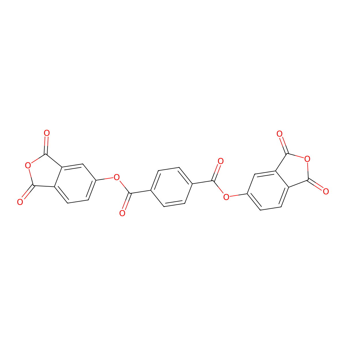 Bis[(3,4-dicarboxylic anhydride) phenyl]terephthalate molecular structure, CAS 21117-79-3
