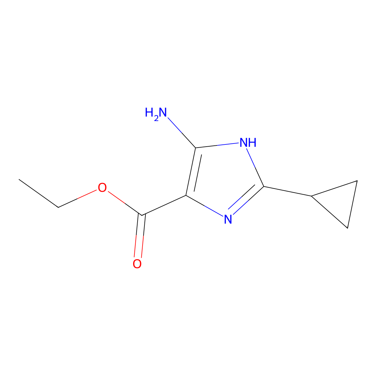 ethyl 5-amino-2-cyclopropyl-1H-imidazole-4-carboxylate molecular structure, CAS 2111706-43-3