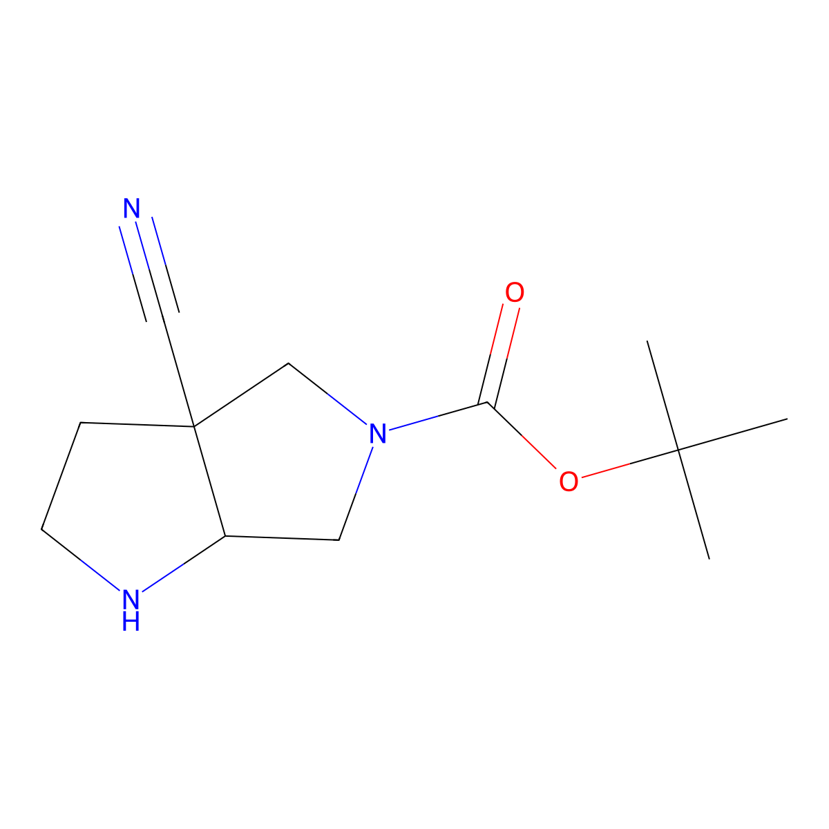 Tert-butyl 3a-cyano-octahydropyrrolo[3,4-b]pyrrole-5-carboxylate molecular structure, CAS 2111718-39-7
