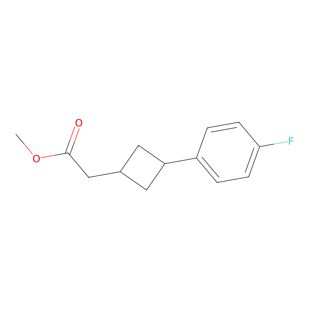Methyl 2-(3-(4-fluorophenyl)cyclobutyl)acetate molecular structure, CAS 2111755-73-6