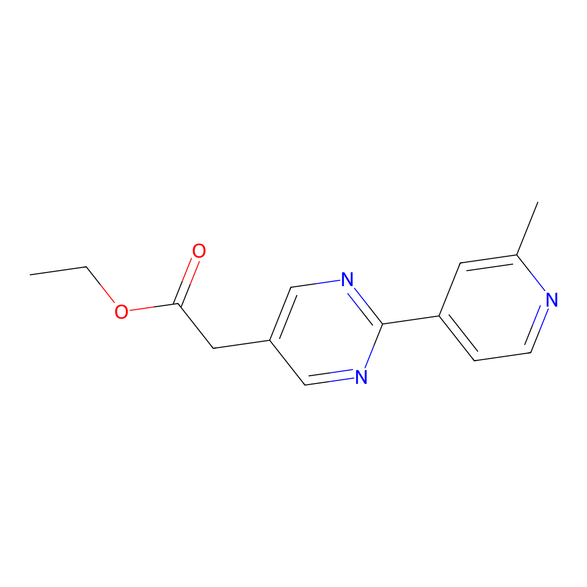 Ethyl [2-(2-methylpyridin-4-yl)pyrimidin-5-yl]acetate molecular structure, CAS 2111755-74-7