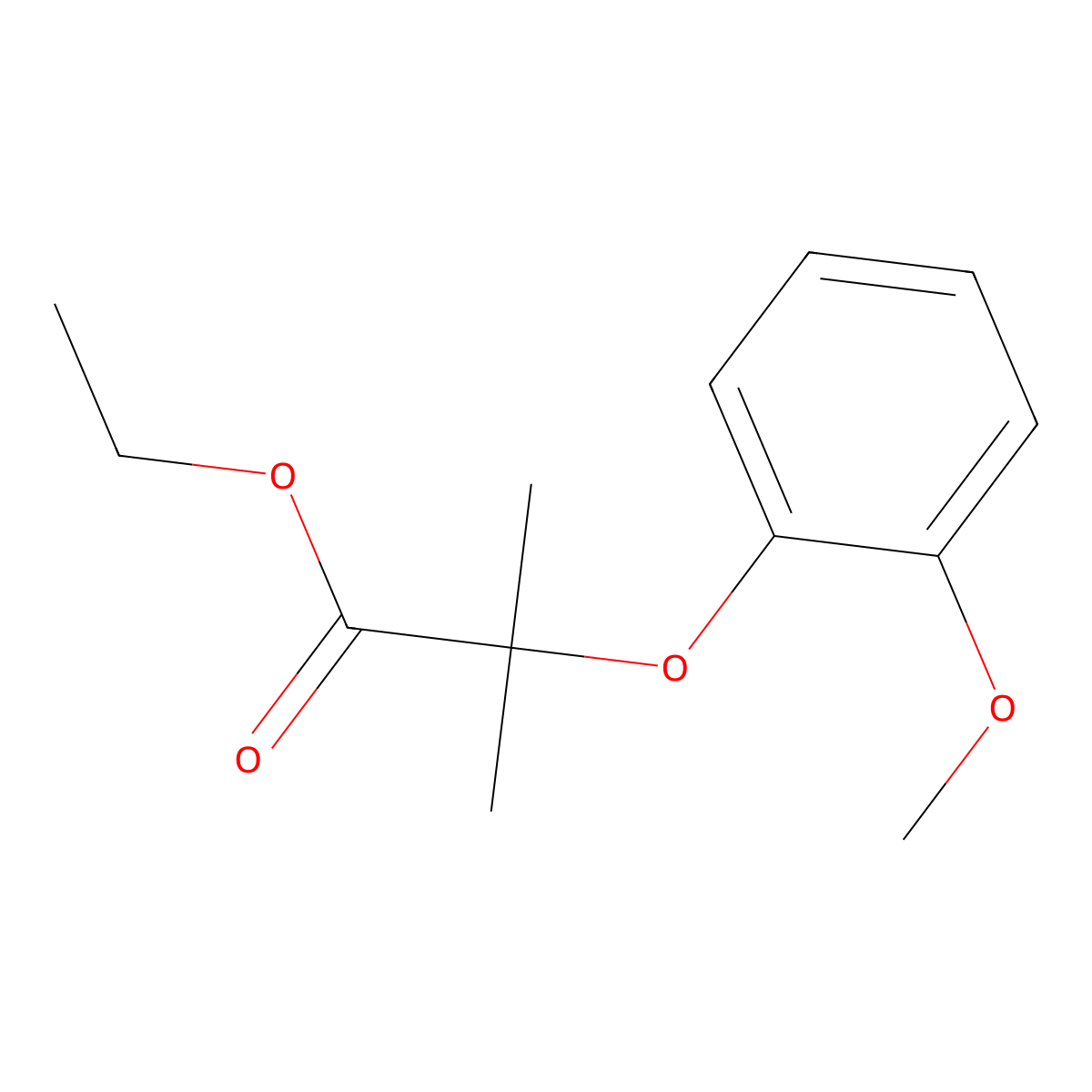 2-(2-Methoxyphenoxy)-2-methyl-propanoic acid ethyl ester molecular structure, CAS 211177-72-9