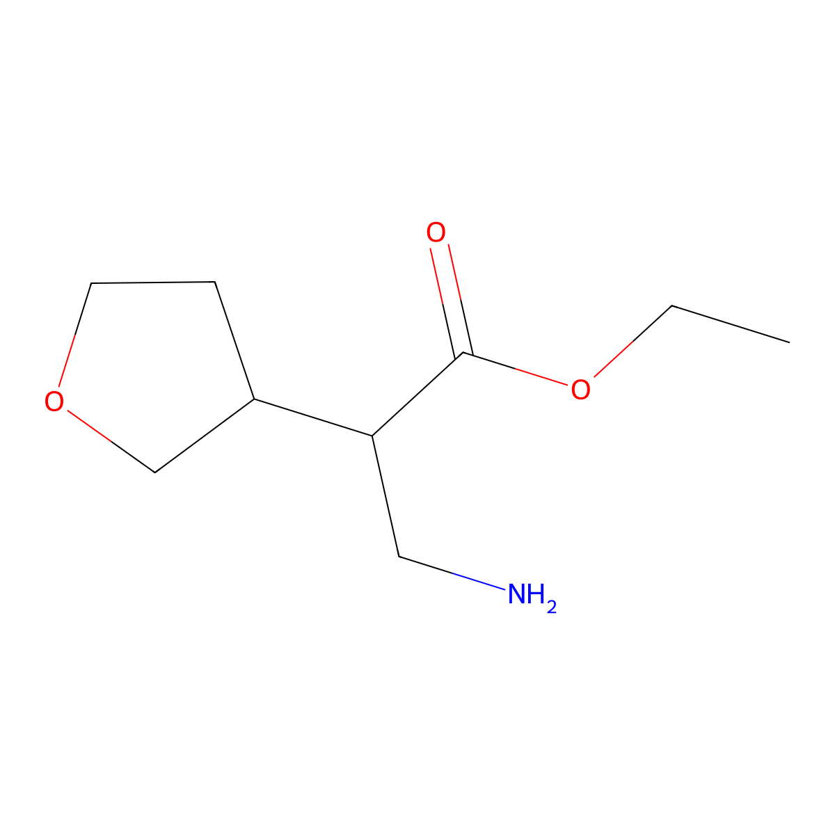 Ethyl 3-amino-2-(oxolan-3-yl)propanoate molecular structure, CAS 2111787-83-6