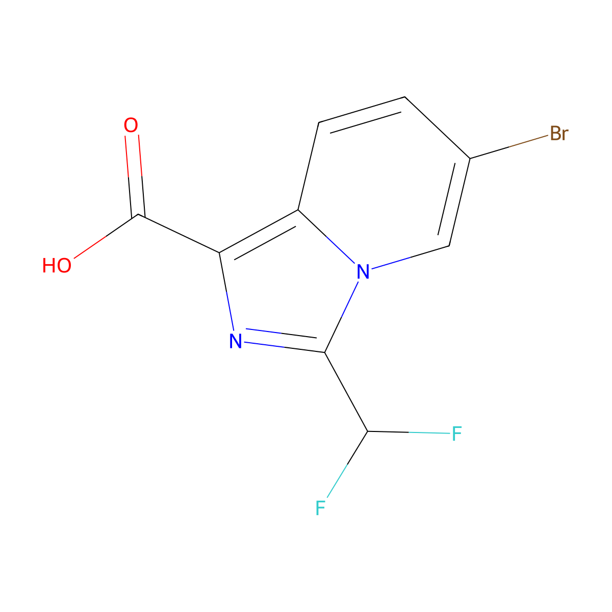 6-Bromo-3-(difluoromethyl)imidazo[1,5-A]pyridine-1-carboxylic acid molecular structure, CAS 2111795-67-4