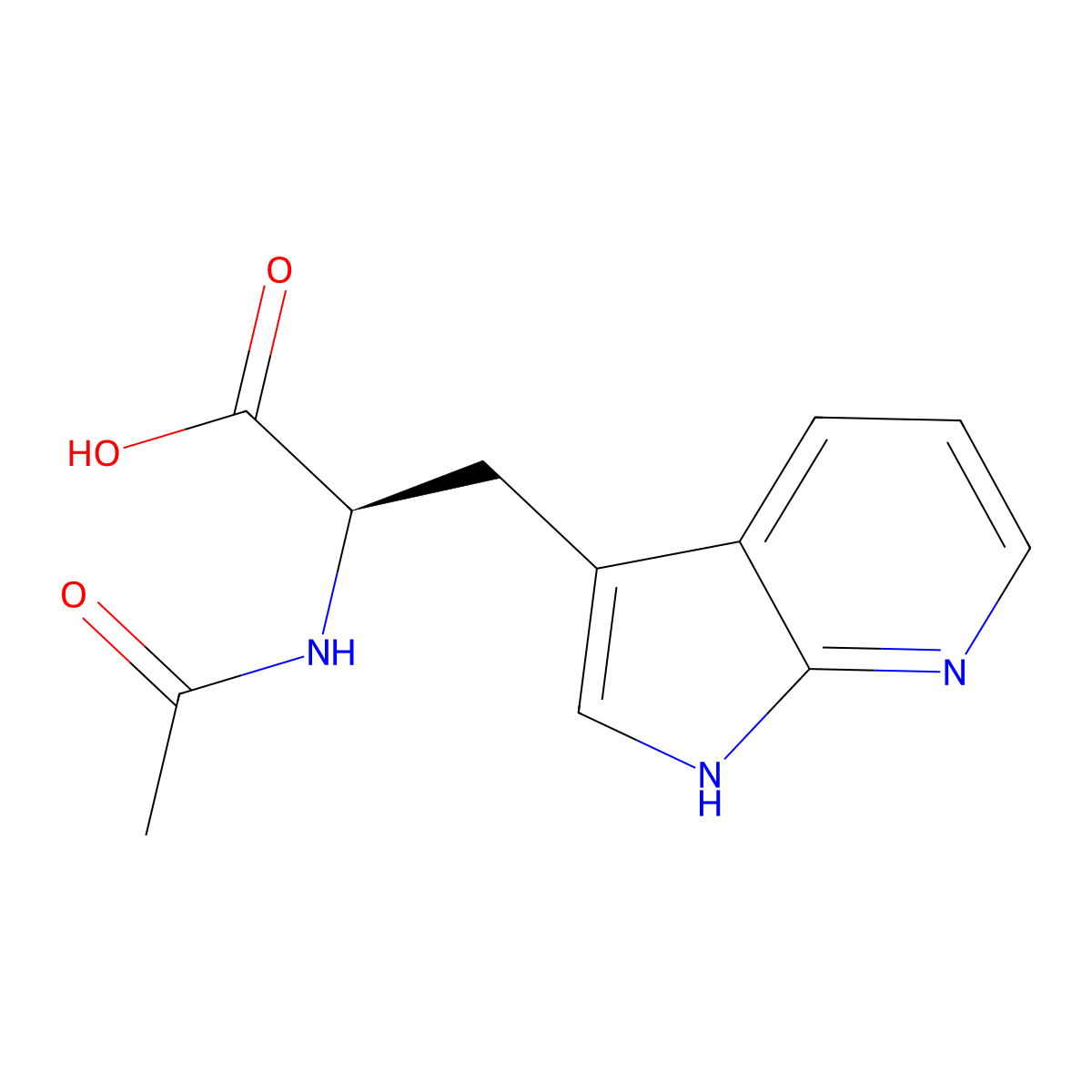 (R)-2-Acetamido-3-(1H-pyrrolo[2,3-b]pyridin-3-yl)propanoic acid molecular structure, CAS 211180-00-6