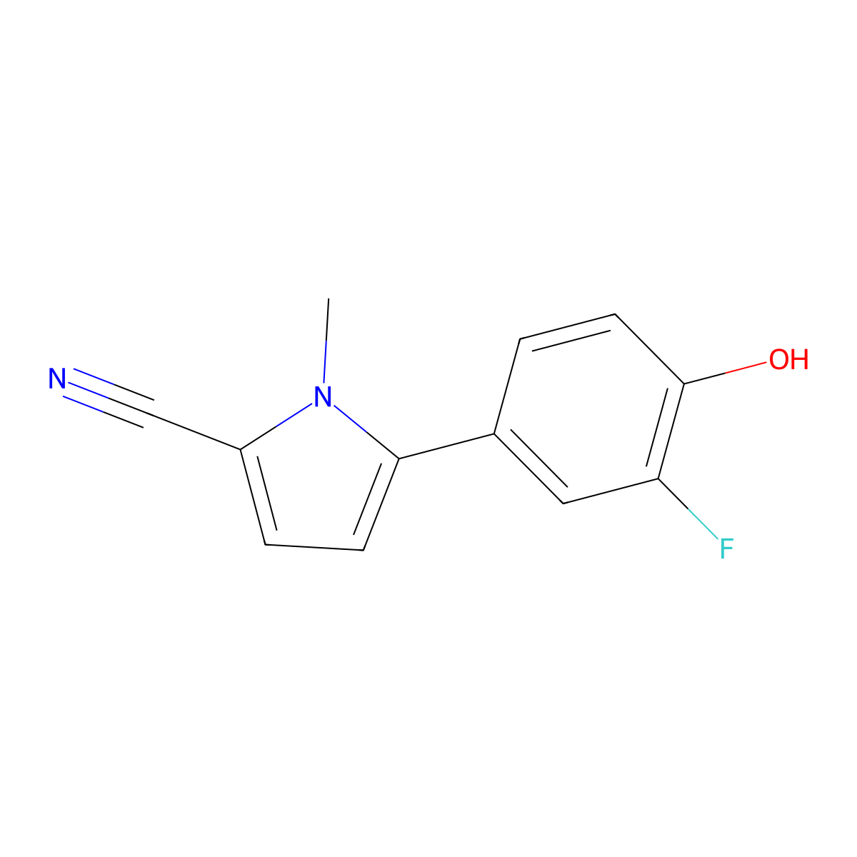 5-(3-fluoro-4-hydroxyphenyl)-1-methyl-1H-pyrrole-2-carbonitrile molecular structure, CAS 2111827-91-7
