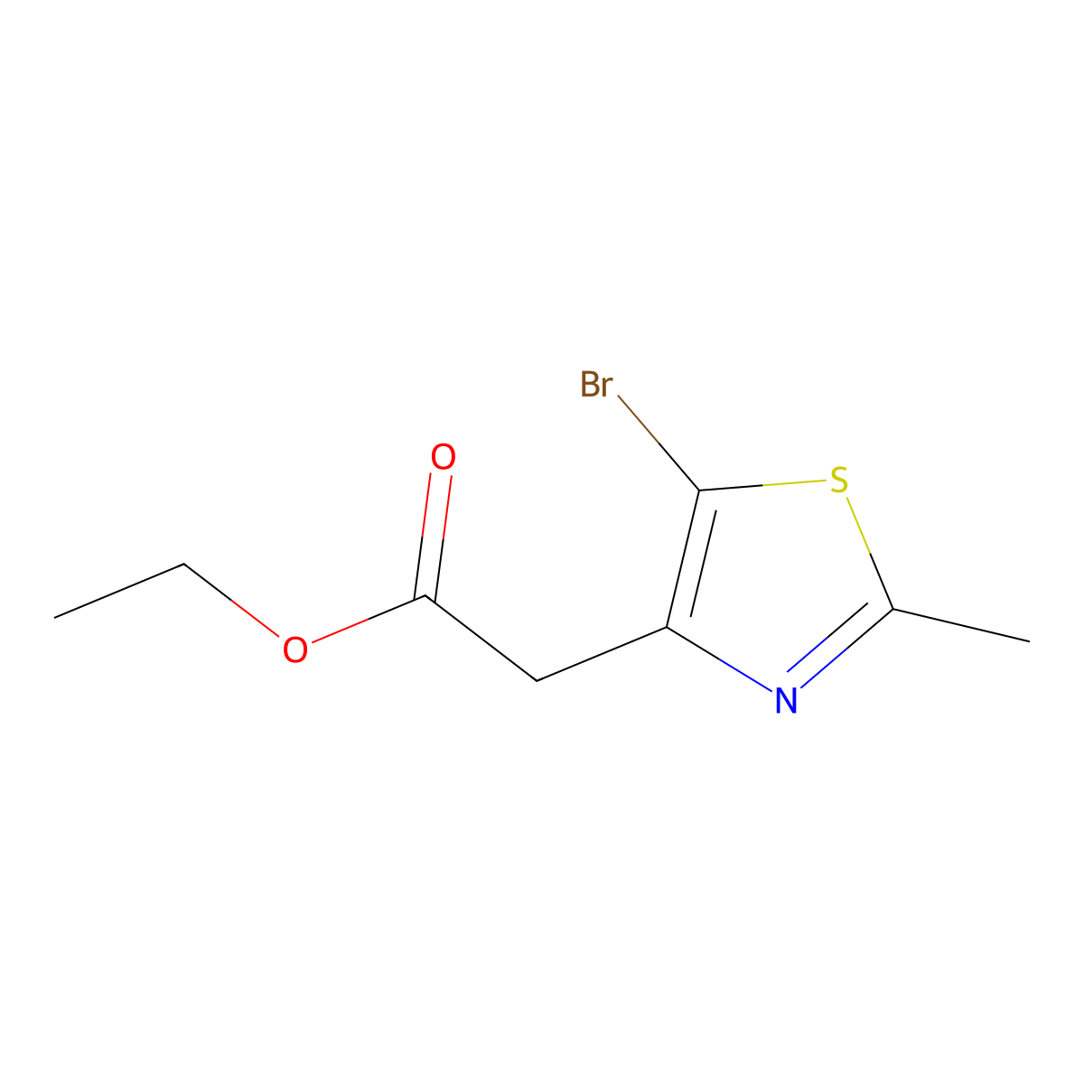 Ethyl 2-(5-bromo-2-methyl-1,3-thiazol-4-yl)acetate molecular structure, CAS 2111855-95-7