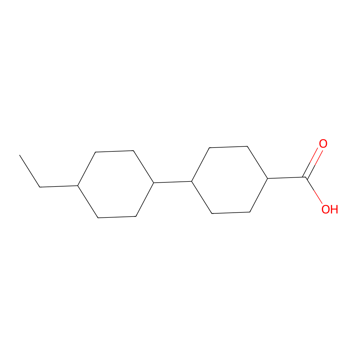 Trans-4'-ethyl-(1,1'-bicyclohexyl)-4-carboxylic acid molecular structure, CAS 211188-82-8