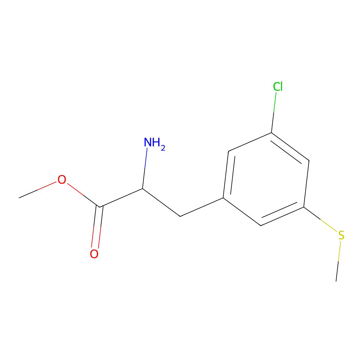 Methyl 2-amino-3-[3-chloro-5-(methylsulfanyl)phenyl]propanoate molecular structure, CAS 2111982-81-9