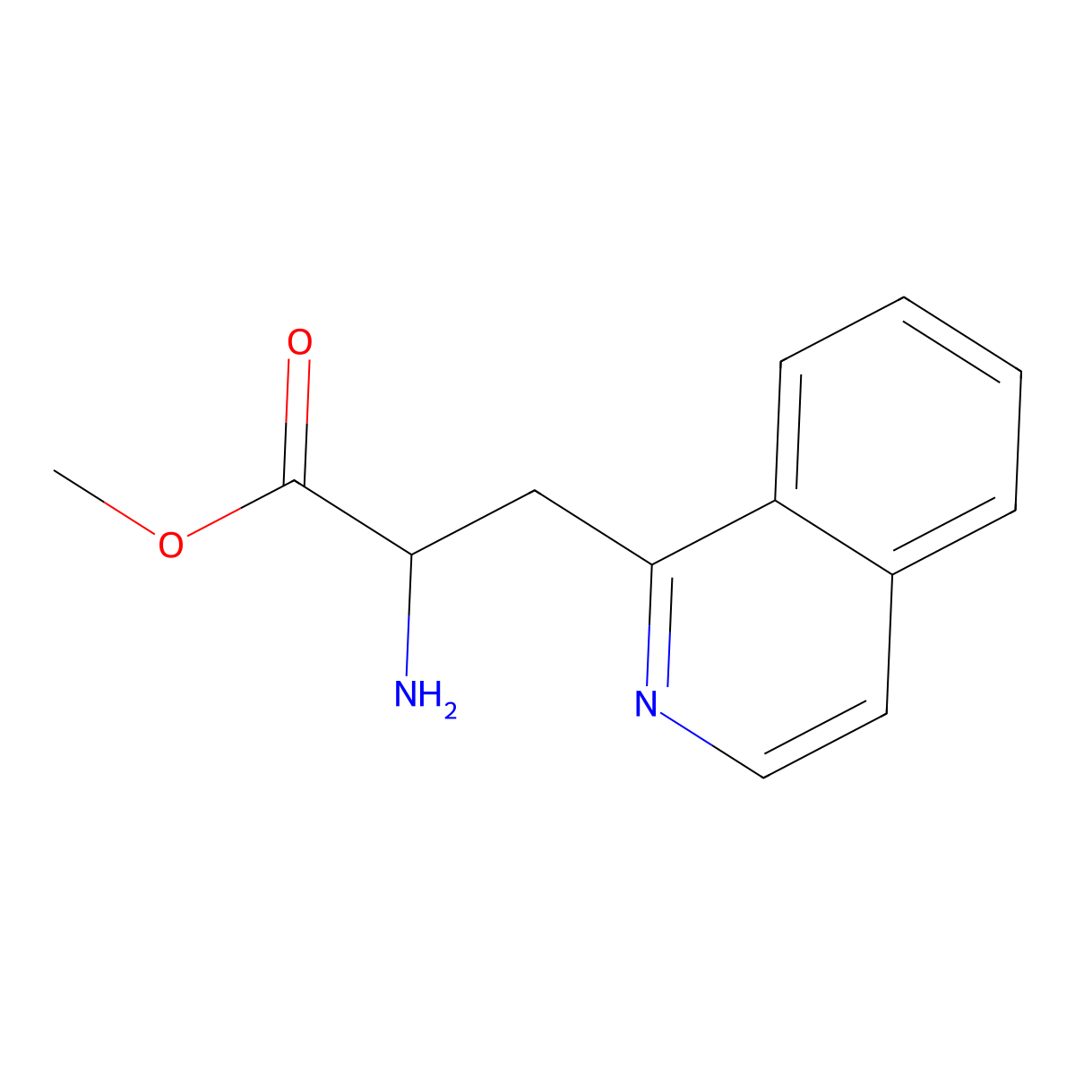 Methyl 2-amino-3-(isoquinolin-1-yl)propanoate molecular structure, CAS 2112006-87-6