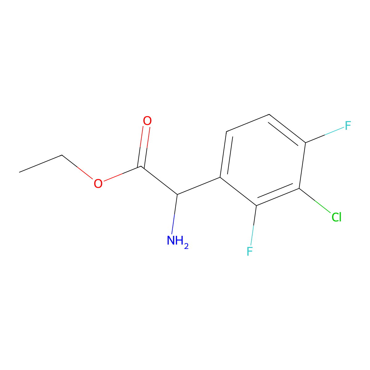 Ethyl 2-amino-2-(3-chloro-2,4-difluorophenyl)acetate molecular structure, CAS 2112008-12-3