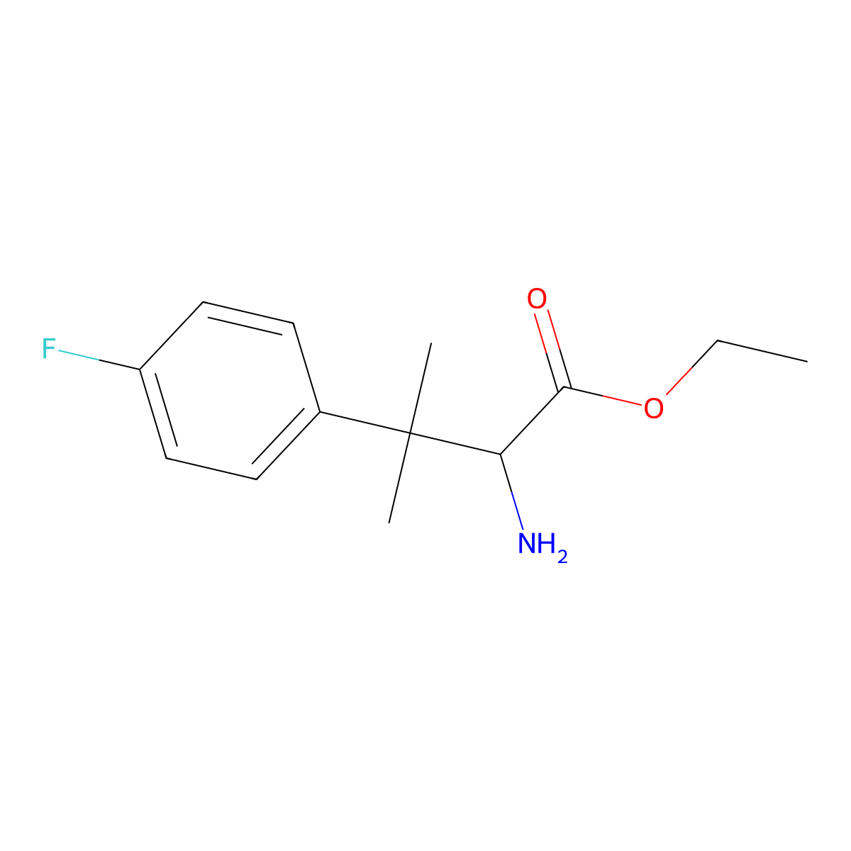 Ethyl 2-amino-3-(4-fluorophenyl)-3-methylbutanoate molecular structure, CAS 2112009-27-3