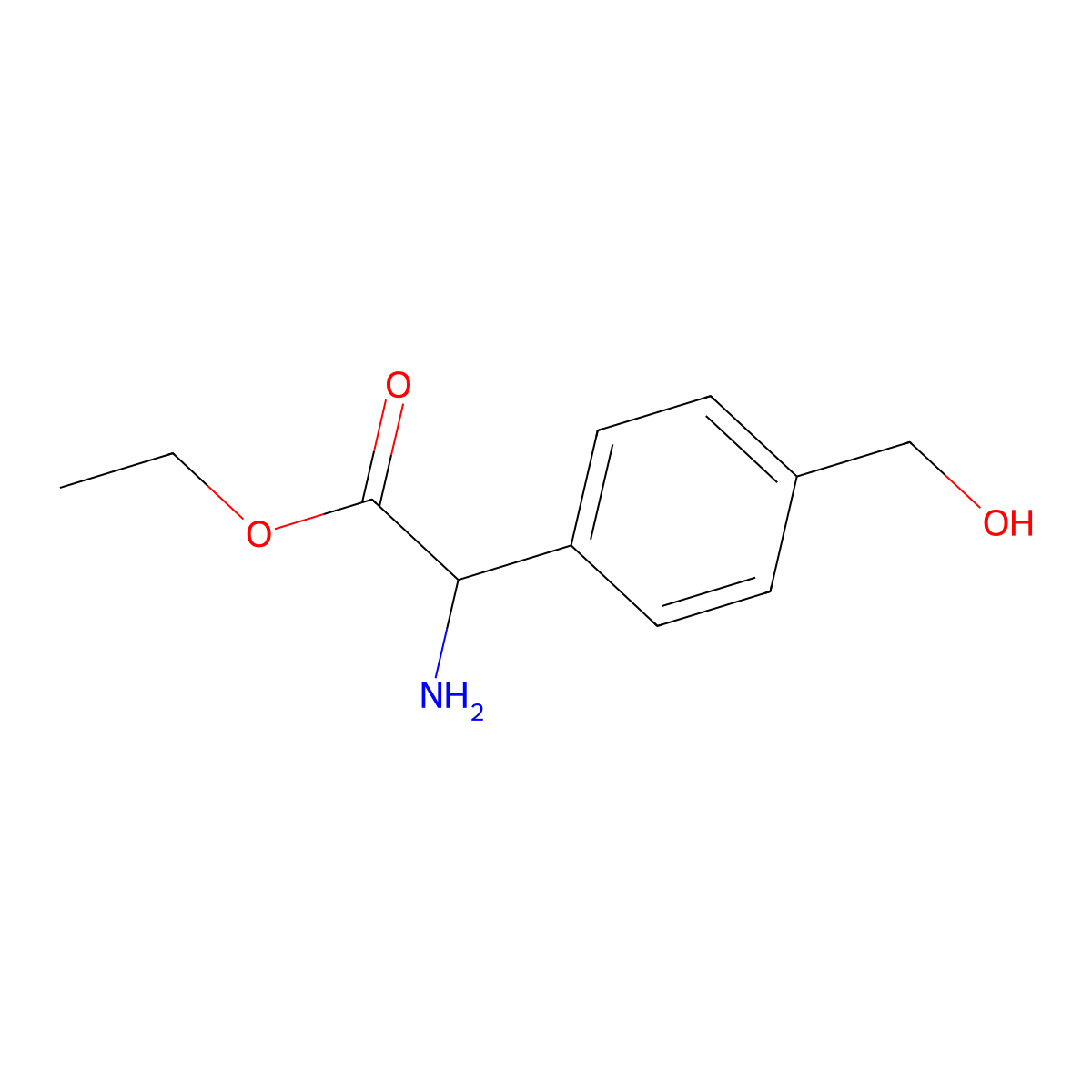 Ethyl 2-amino-2-[4-(hydroxymethyl)phenyl]acetate molecular structure, CAS 2112038-24-9