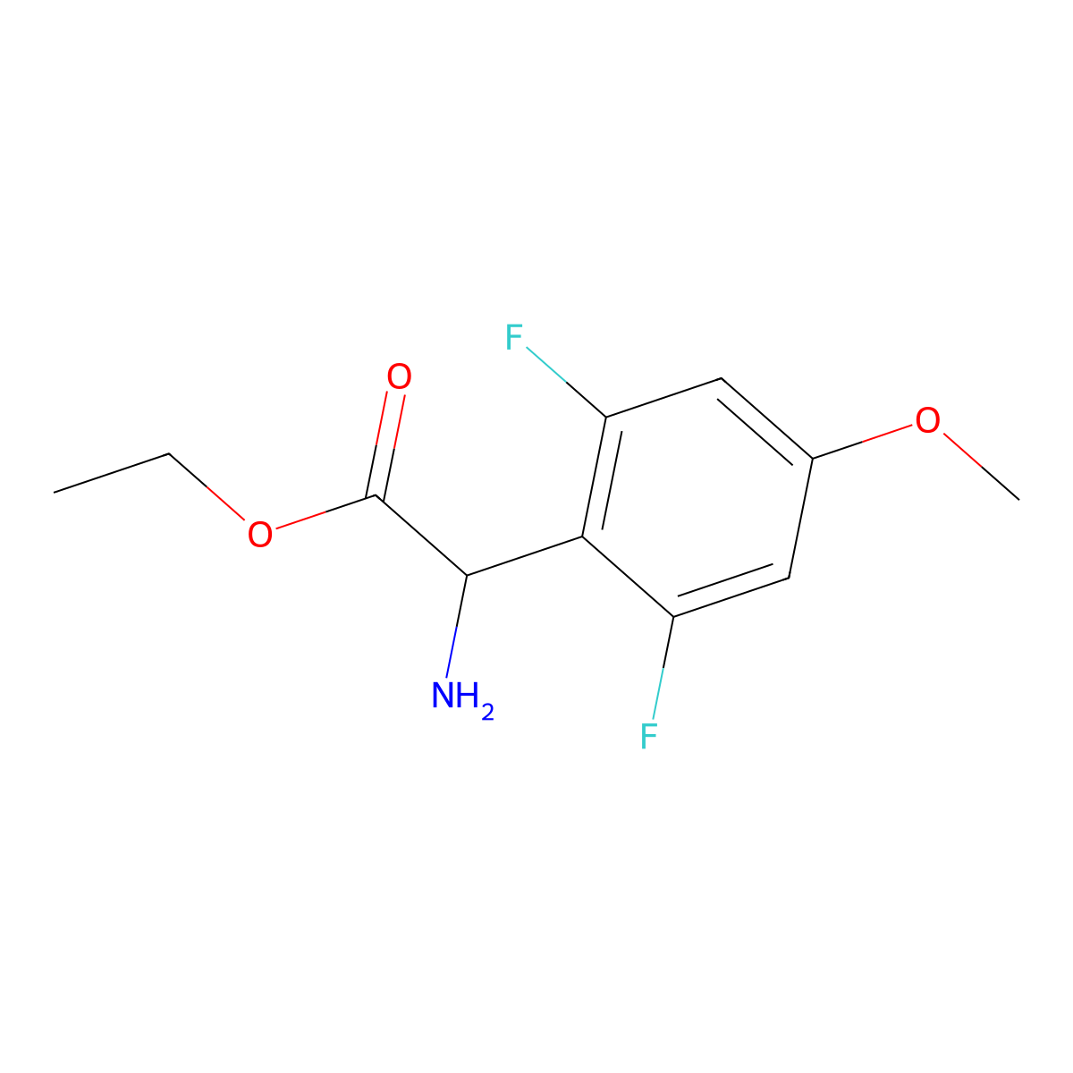 Ethyl 2-amino-2-(2,6-difluoro-4-methoxyphenyl)acetate molecular structure, CAS 2112039-49-1