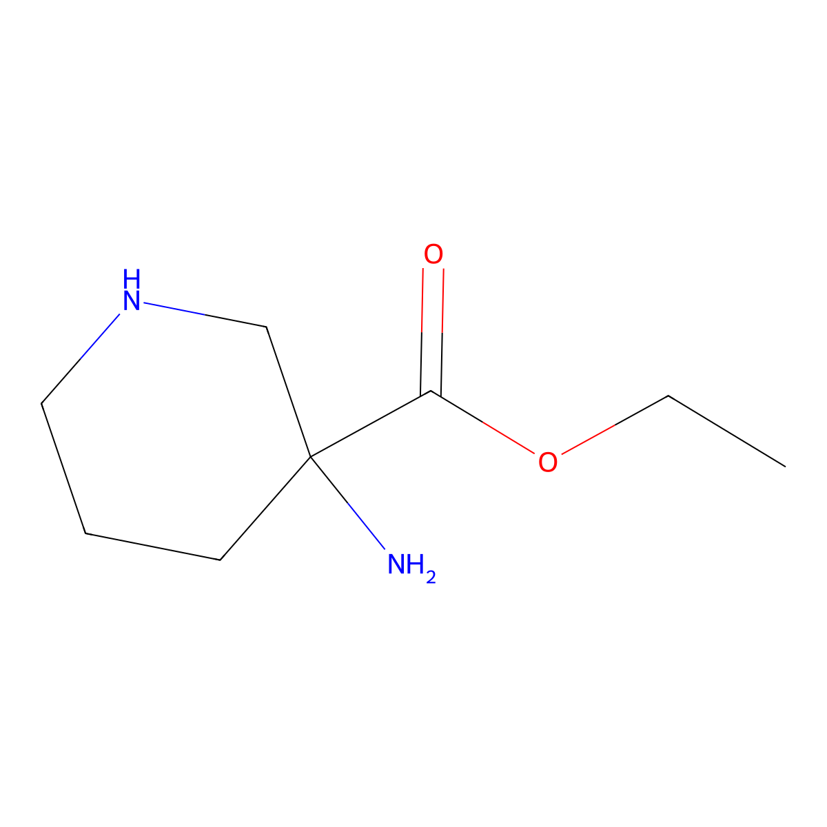 Ethyl 3-aminopiperidine-3-carboxylate molecular structure, CAS 2112049-20-2