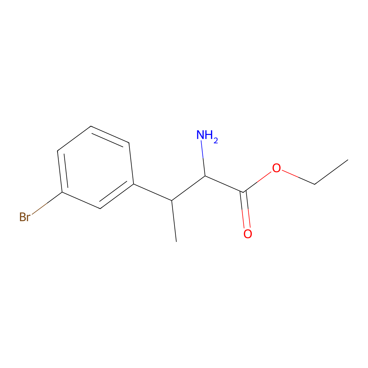 Ethyl 2-amino-3-(3-bromophenyl)butanoate molecular structure, CAS 2112082-52-5
