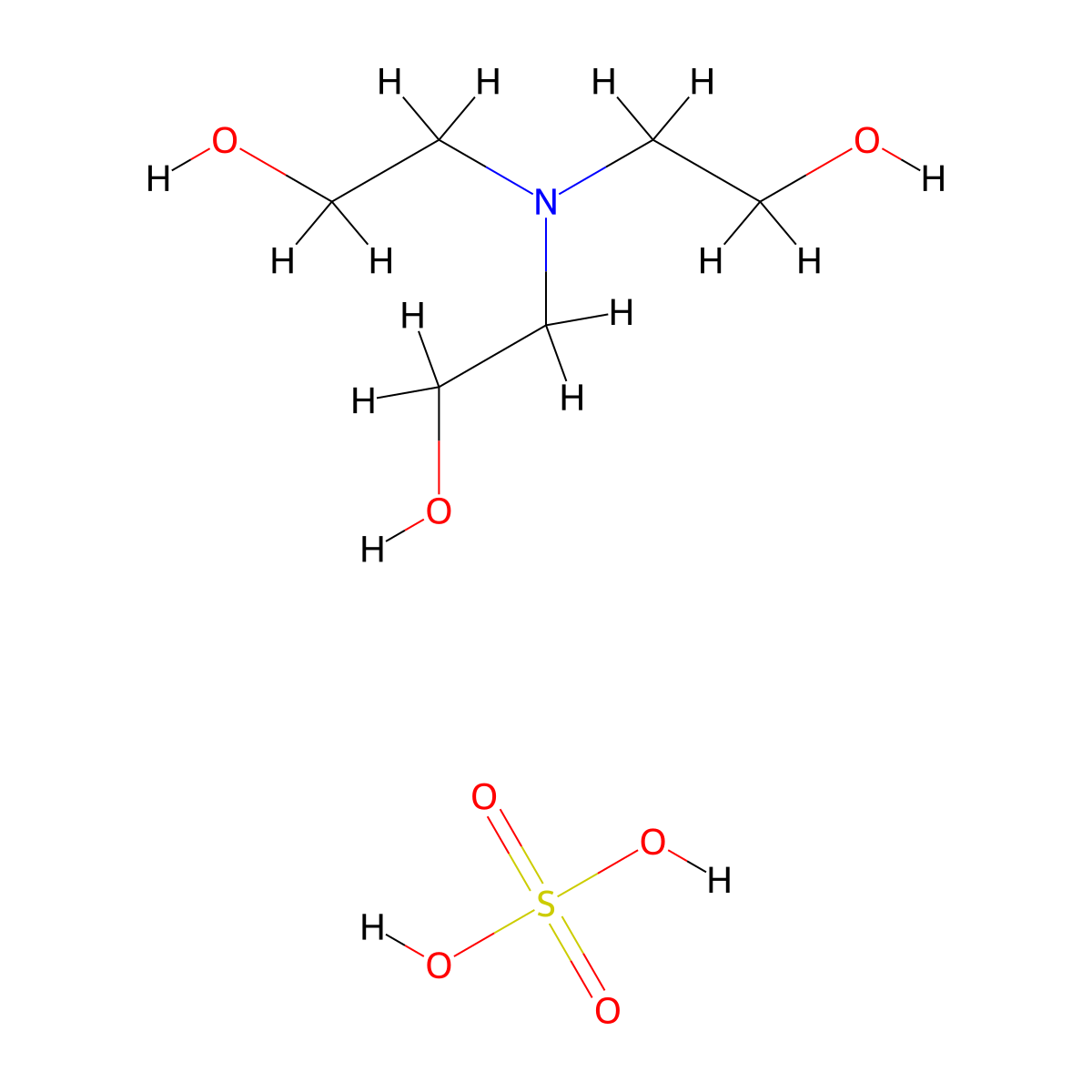 Ethanol, 2,2',2''-nitrilotris-, sulfate (salt) molecular structure, CAS 21121-22-2