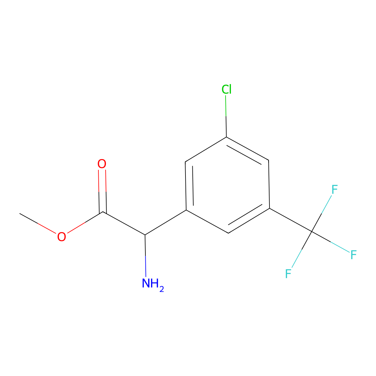 Methyl 2-amino-2-[3-chloro-5-(trifluoromethyl)phenyl]acetate molecular structure, CAS 2112100-61-3