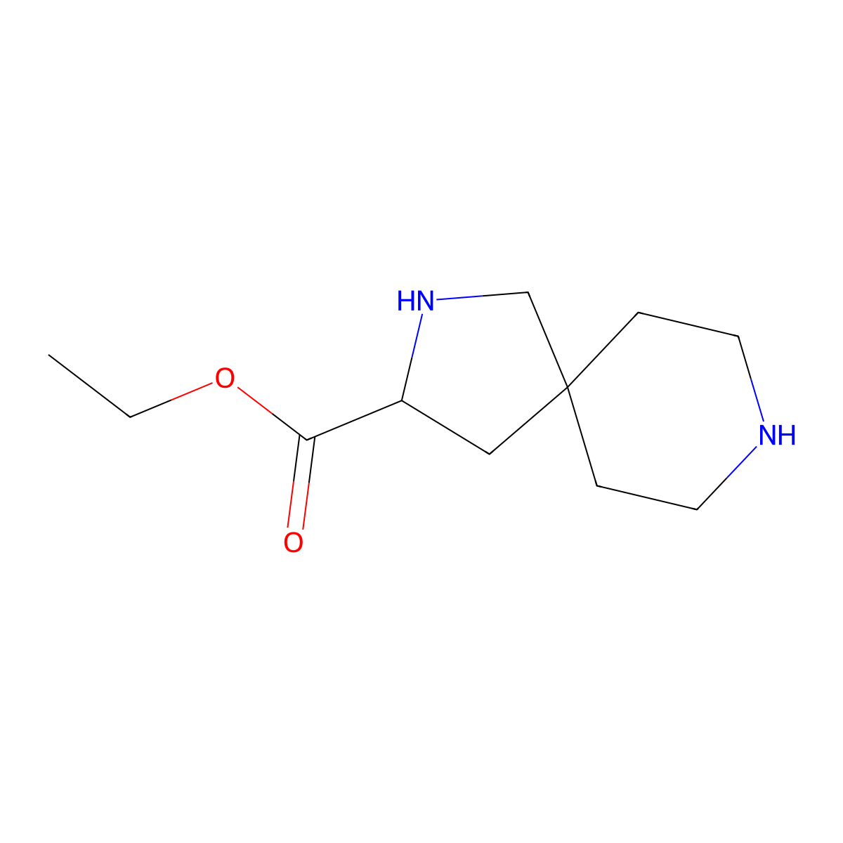 Ethyl 2,8-diazaspiro[4.5]decane-3-carboxylate molecular structure, CAS 2112132-00-8