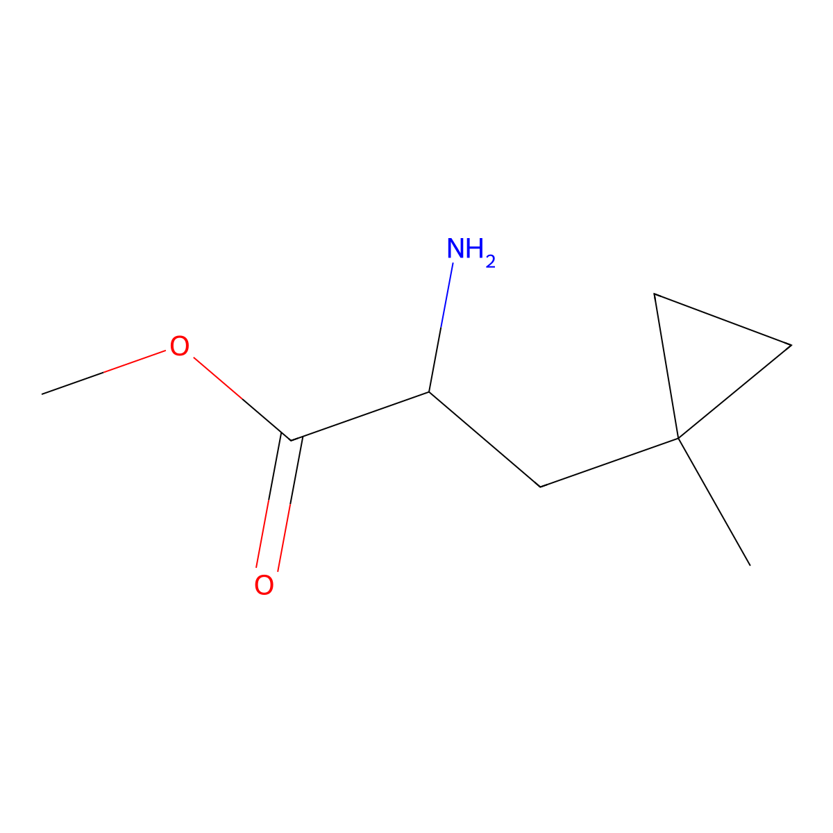 Methyl 2-amino-3-(1-methylcyclopropyl)propanoate molecular structure, CAS 2112208-78-1