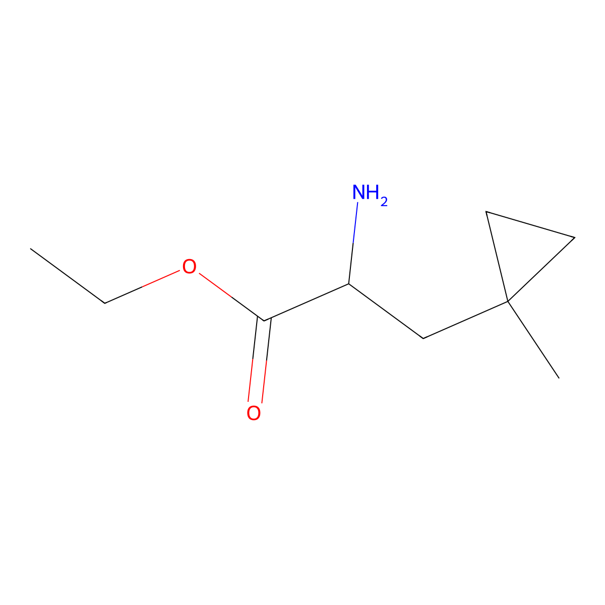 Ethyl 2-amino-3-(1-methylcyclopropyl)propanoate molecular structure, CAS 2112208-81-6