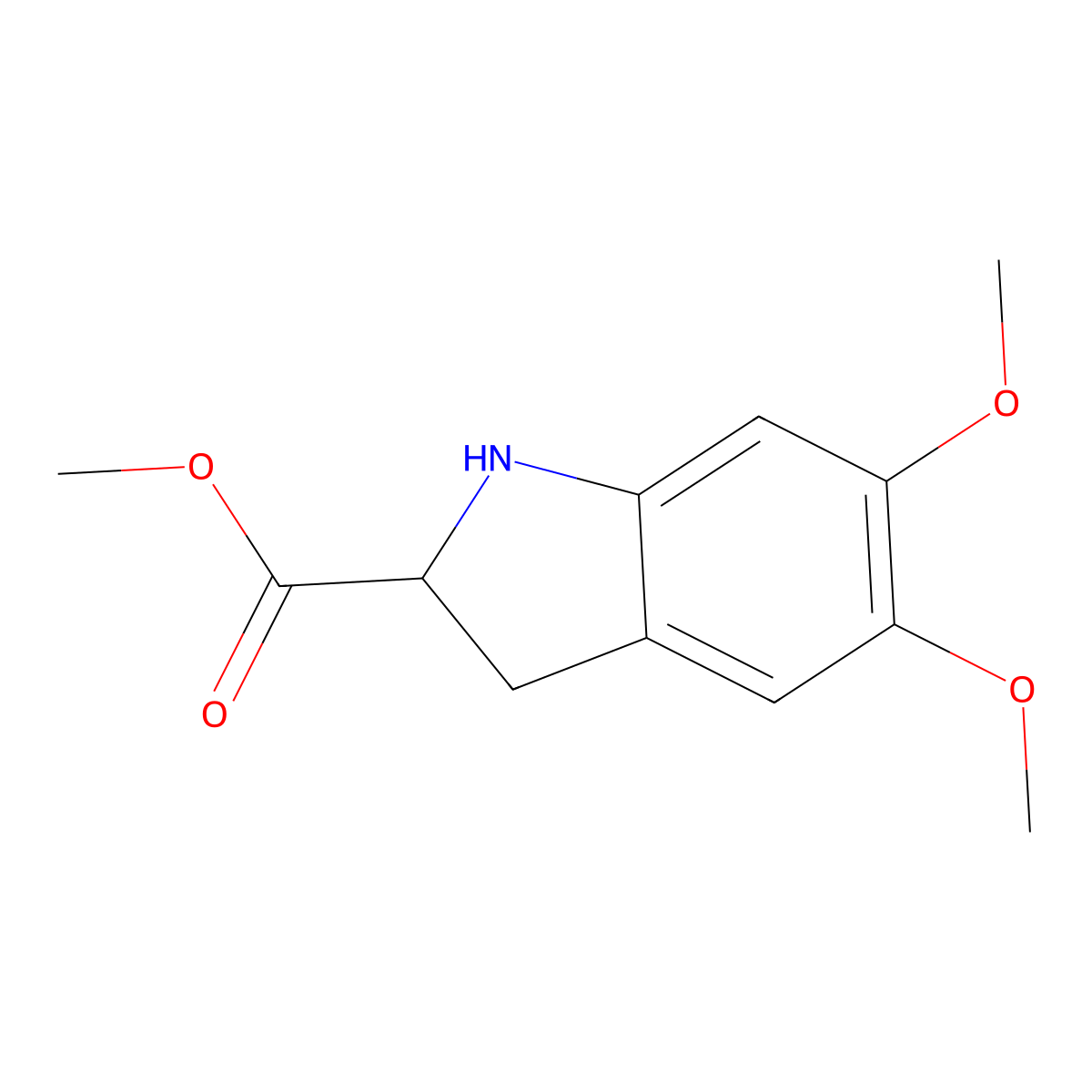 methyl 5,6-dimethoxy-2,3-dihydro-1H-indole-2-carboxylate molecular structure, CAS 2112235-81-9