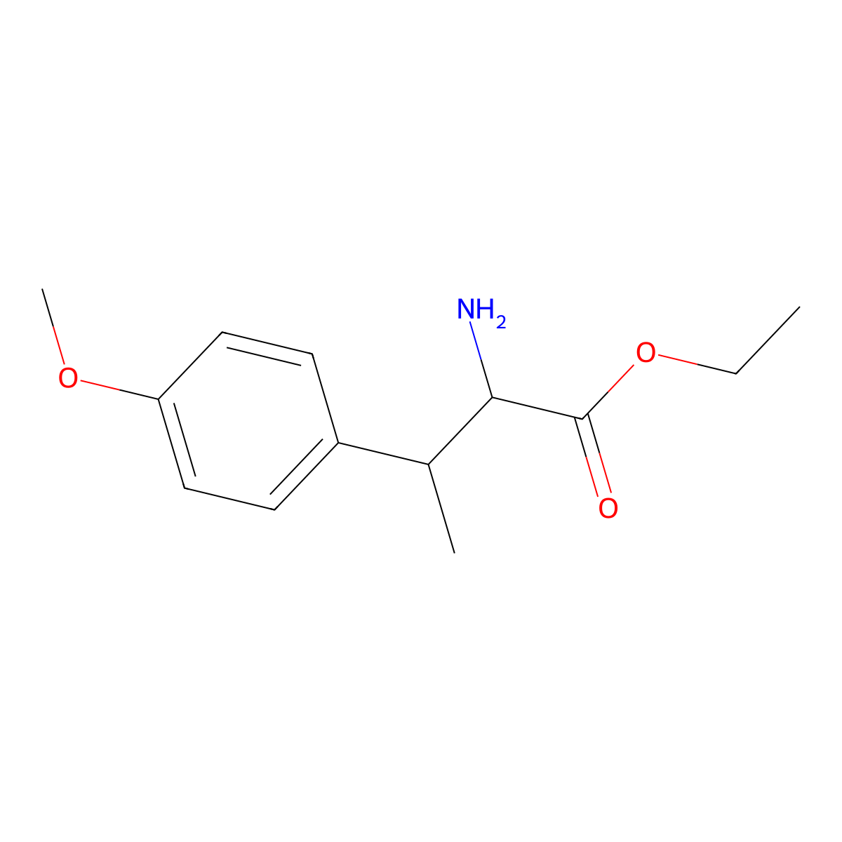 Ethyl 2-amino-3-(4-methoxyphenyl)butanoate molecular structure, CAS 2112236-09-4