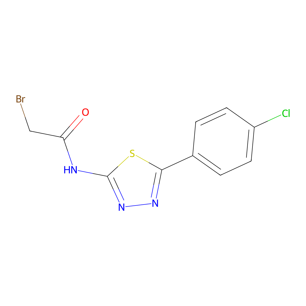 2-bromo-N-[5-(4-chlorophenyl)-1,3,4-thiadiazol-2-yl]acetamide molecular structure, CAS 21123-39-7