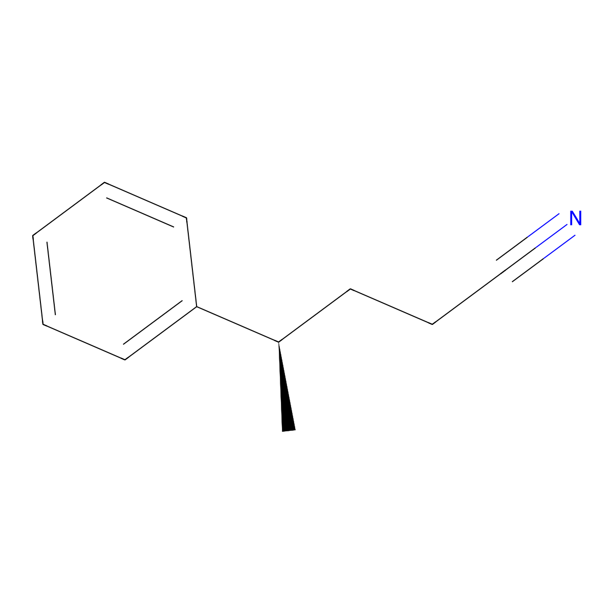 (4R)-4-phenylpentanenitrile molecular structure, CAS 211230-28-3