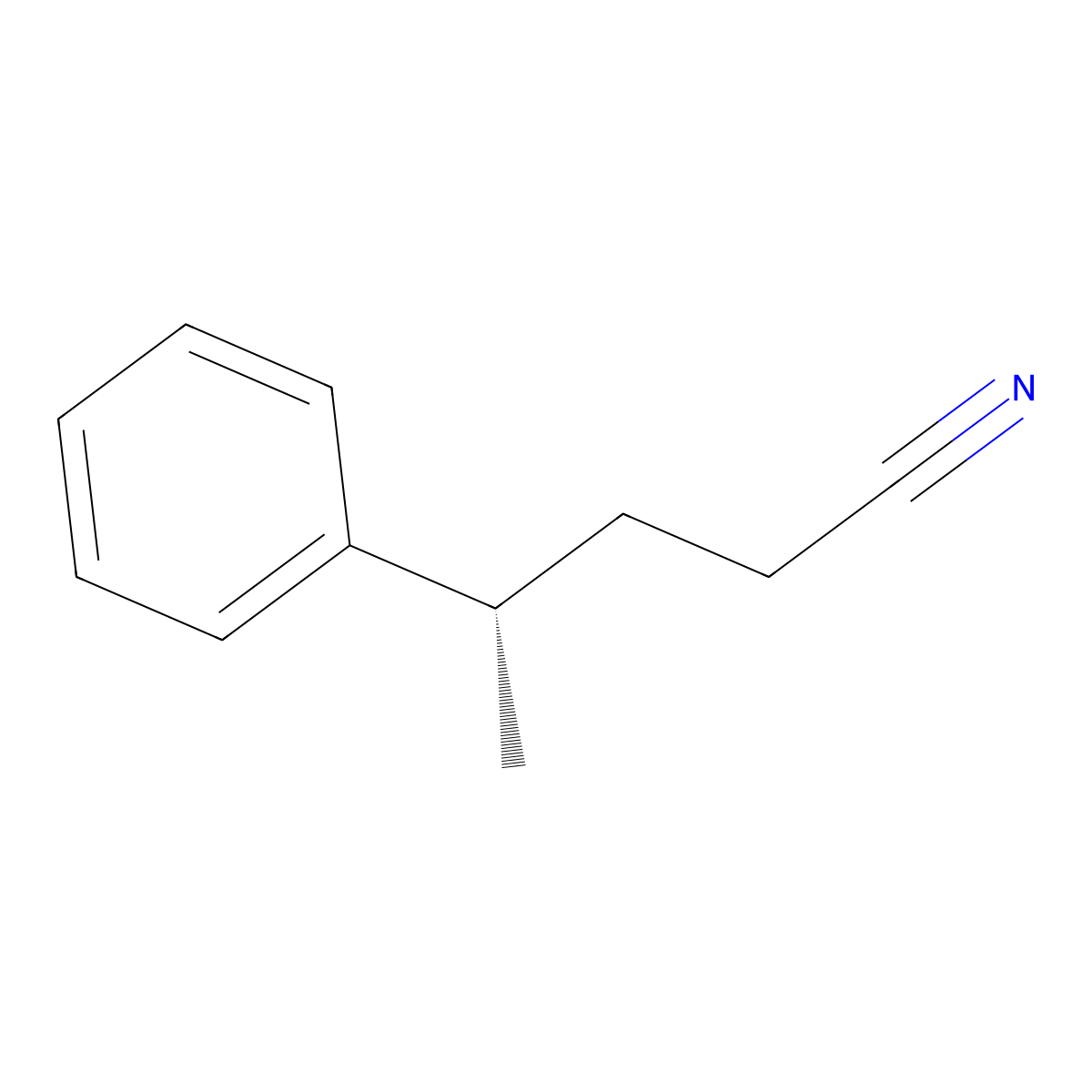 (4S)-4-phenylpentanenitrile molecular structure, CAS 211230-29-4