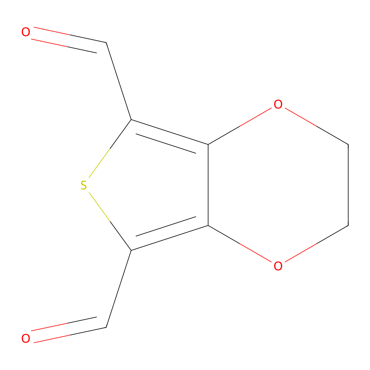 2,3-Dihydrothieno[3,4-b][1,4]dioxine-5,7-dicarbaldehyde molecular structure, CAS 211235-87-9
