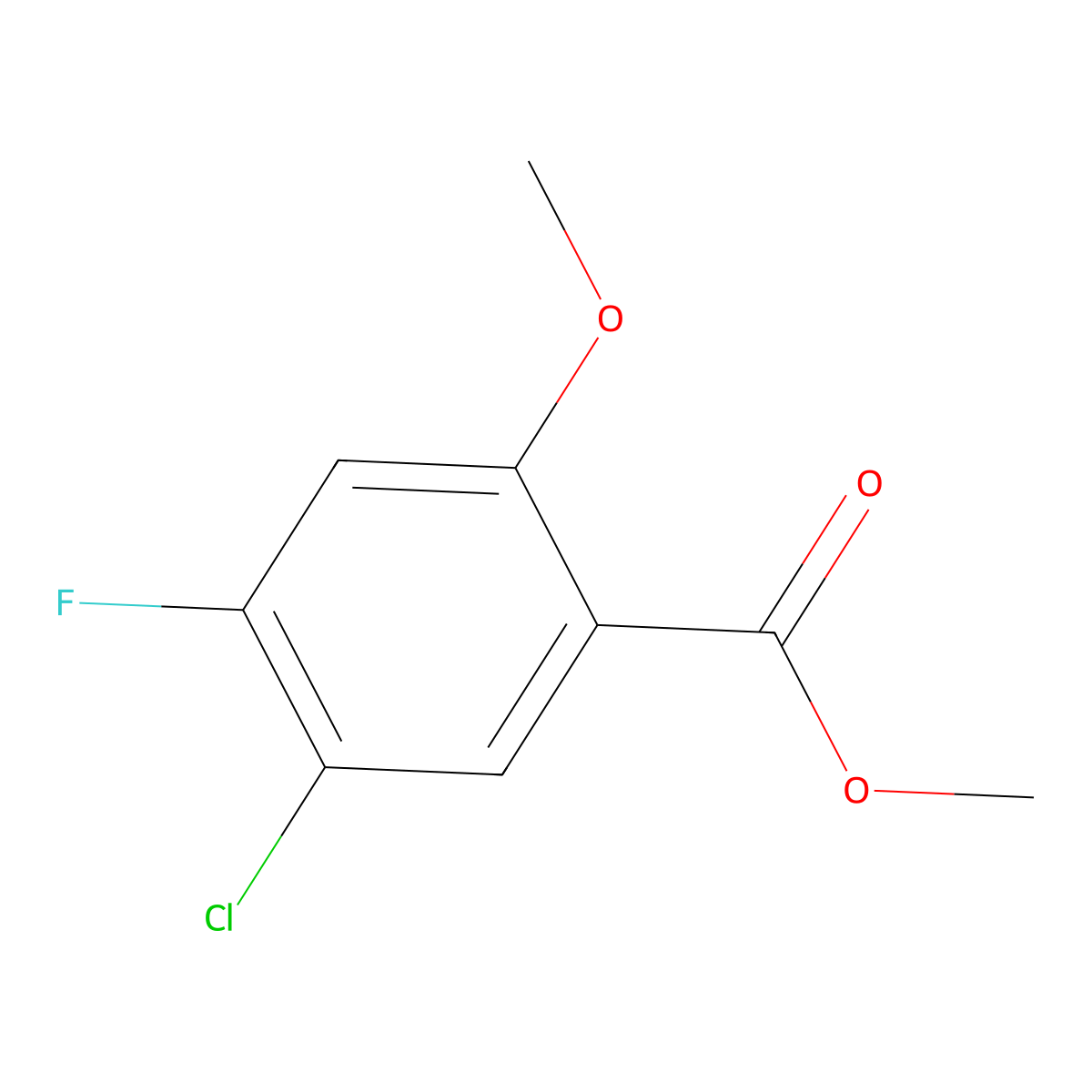 Methyl 5-chloro-4-fluoro-2-methoxybenzoate molecular structure, CAS 2112387-97-8