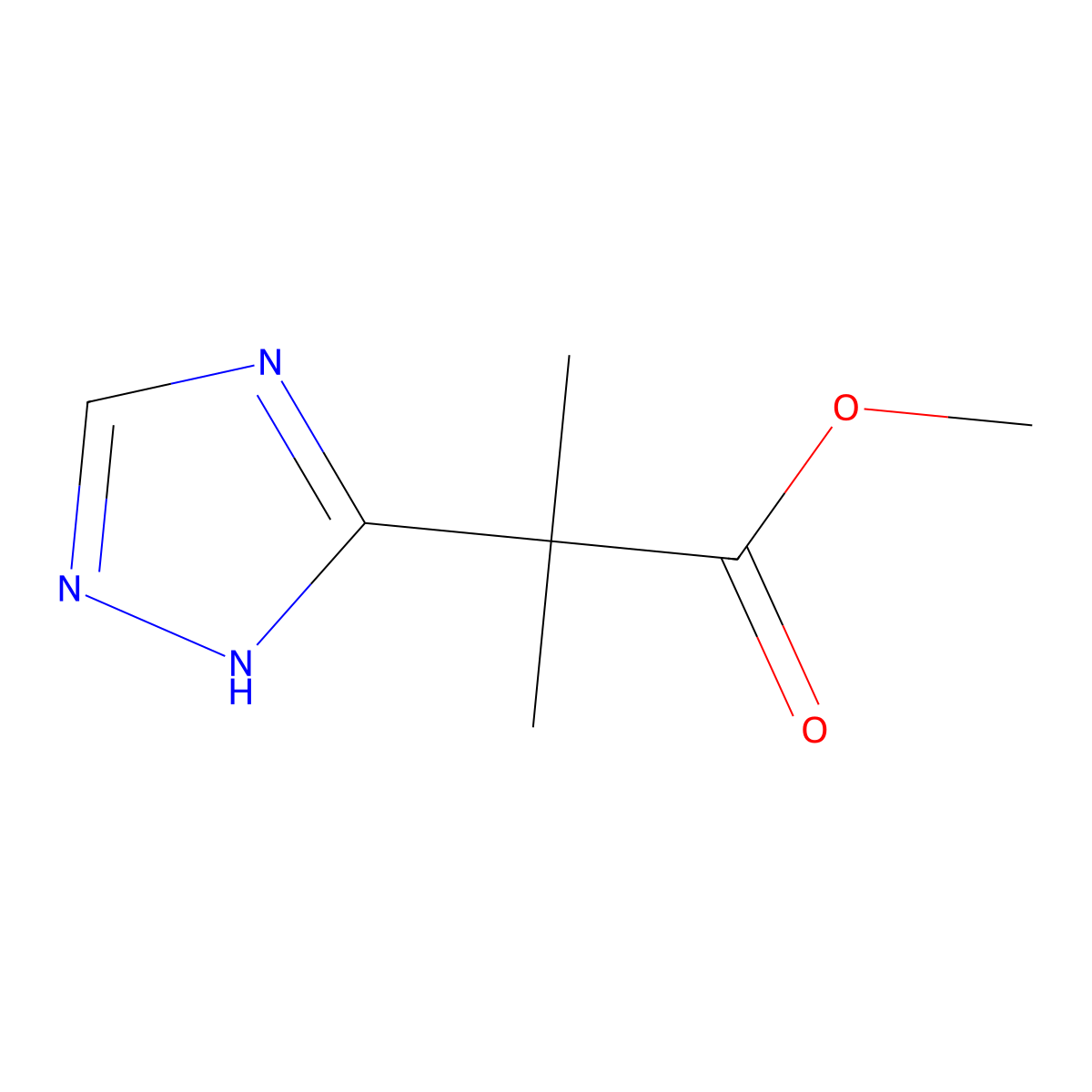 methyl 2-methyl-2-(1H-1,2,4-triazol-5-yl)propanoate molecular structure, CAS 2112390-94-8