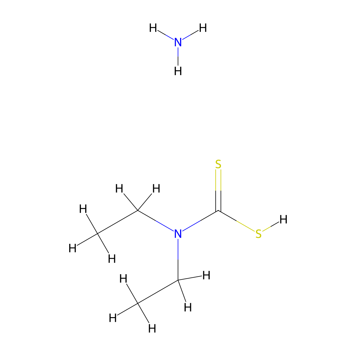 Ammonium diethyldithiocarbamate molecular structure, CAS 21124-33-4