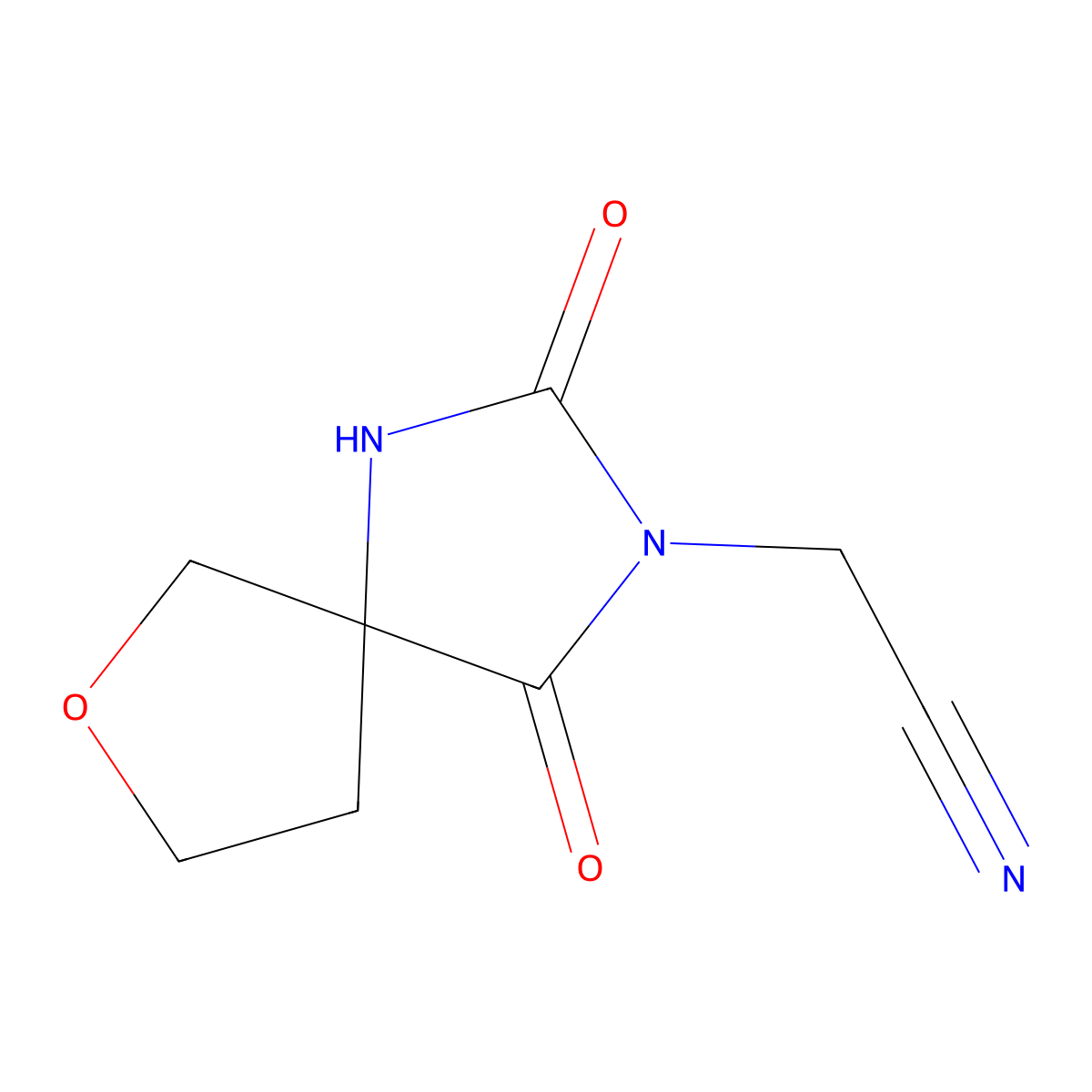 2-{2,4-Dioxo-7-oxa-1,3-diazaspiro[4.4]nonan-3-yl}acetonitrile molecular structure, CAS 2112432-99-0