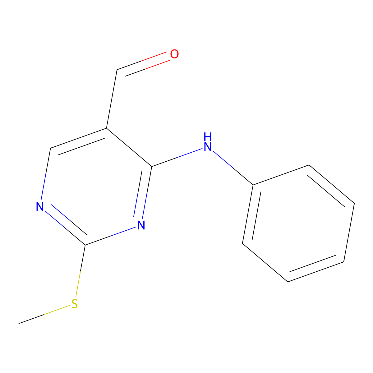 2-(Methylthio)-4-(phenylamino)pyrimidine-5-carbaldehyde molecular structure, CAS 211245-56-6