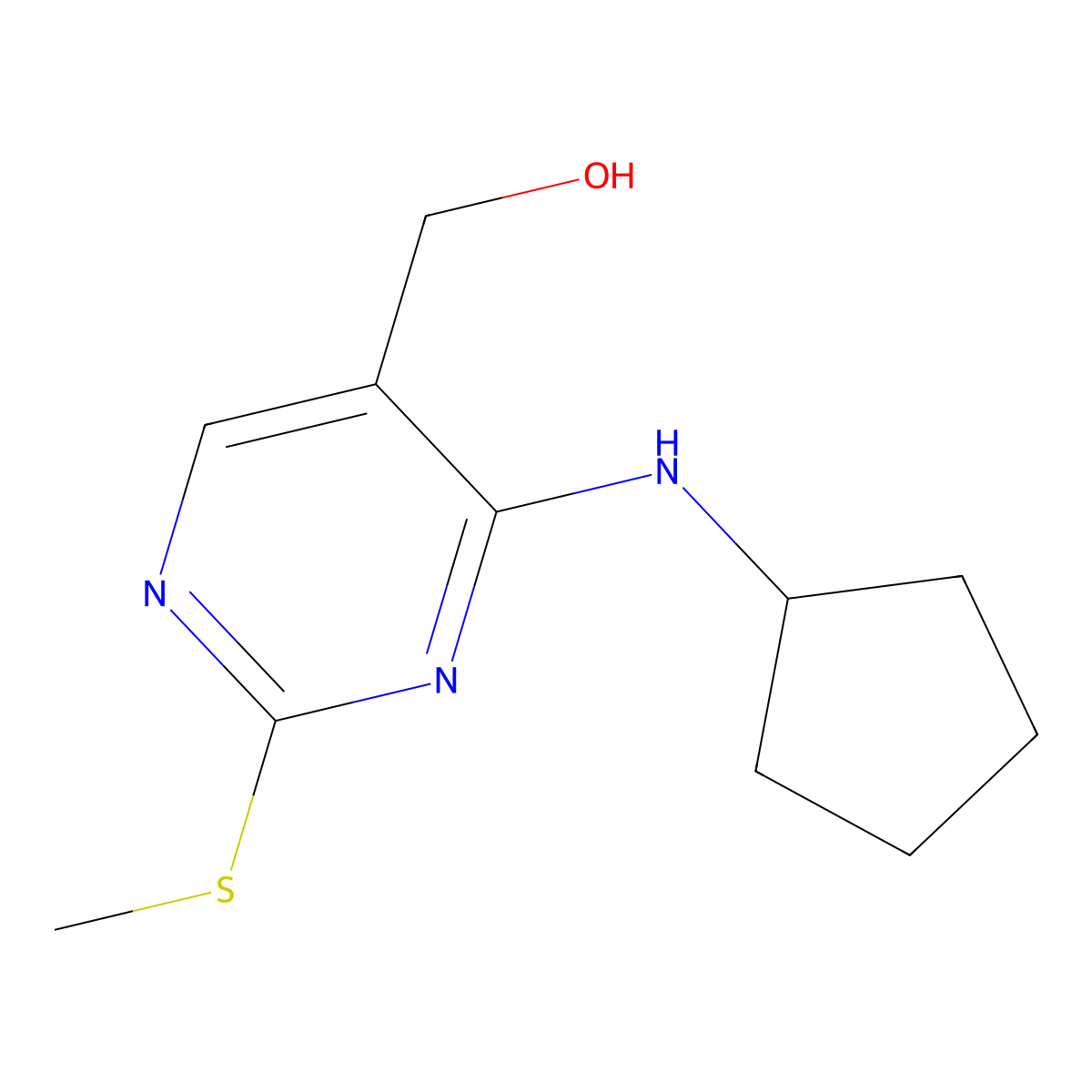 (4-(Cyclopentylamino)-2-(methylthio)pyrimidin-5-yl)methanol molecular structure, CAS 211245-63-5