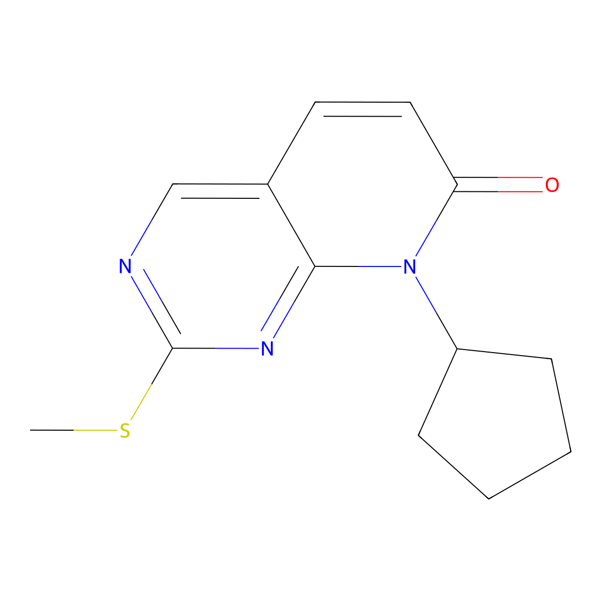 8-cyclopentyl-2-(methylthio)pyrido[2,3-d]pyrimidin-7(8H)-one molecular structure, CAS 211245-66-8