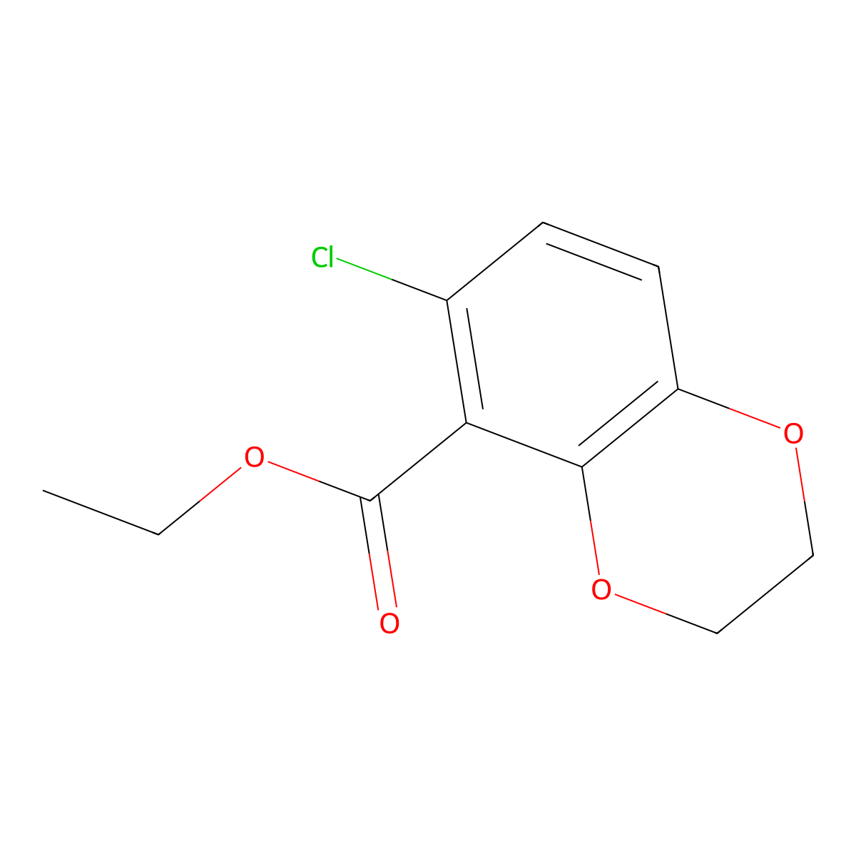 Ethyl 6-chloro-2,3-dihydro-1,4-benzodioxin-5-carboxylate molecular structure, CAS 2112475-26-8