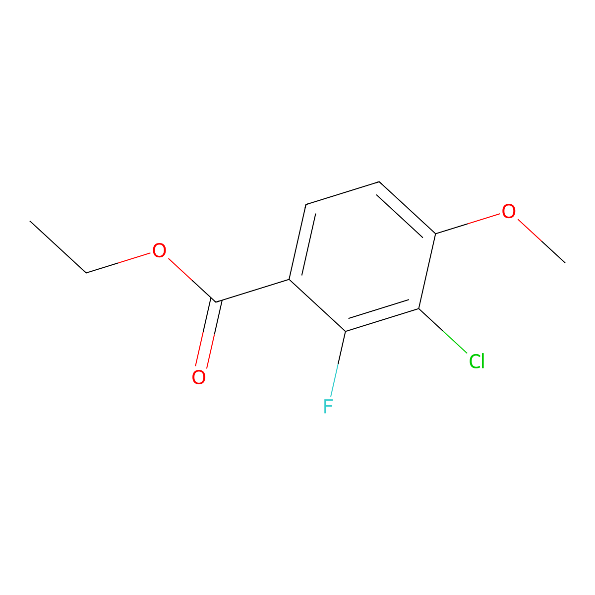 Ethyl 3-chloro-2-fluoro-4-methoxybenzoate molecular structure, CAS 2112478-44-9