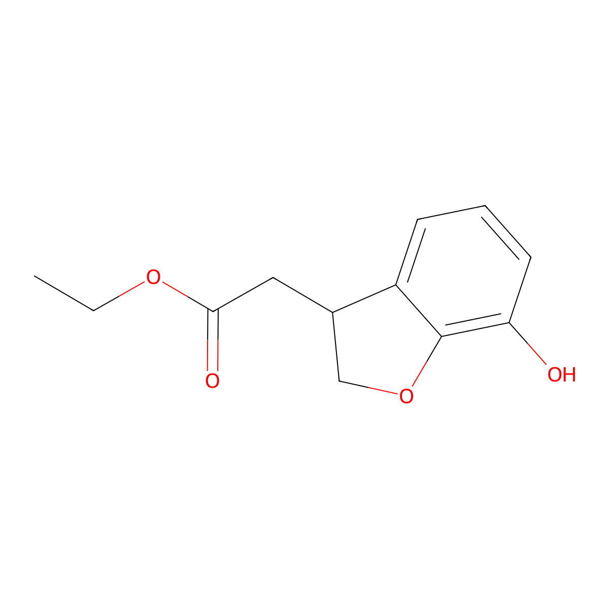 Ethyl 2-(7-hydroxy-2,3-dihydro-1-benzofuran-3-yl)acetate molecular structure, CAS 2112485-54-6
