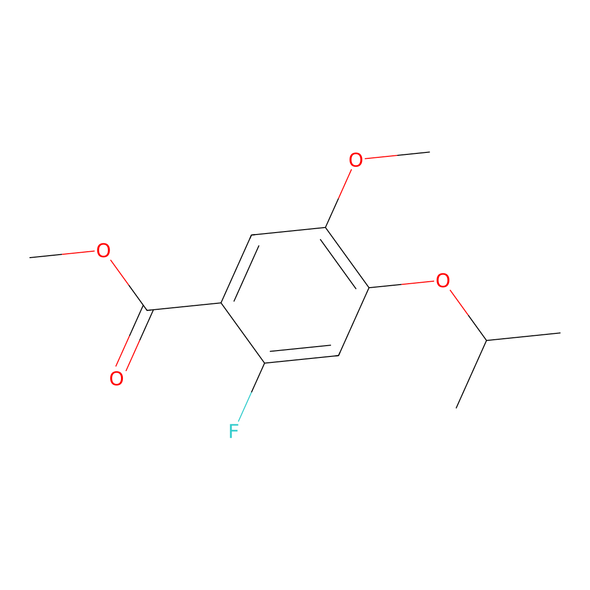 Methyl 2-fluoro-4-isopropoxy-5-methoxybenzoate molecular structure, CAS 2112493-24-8