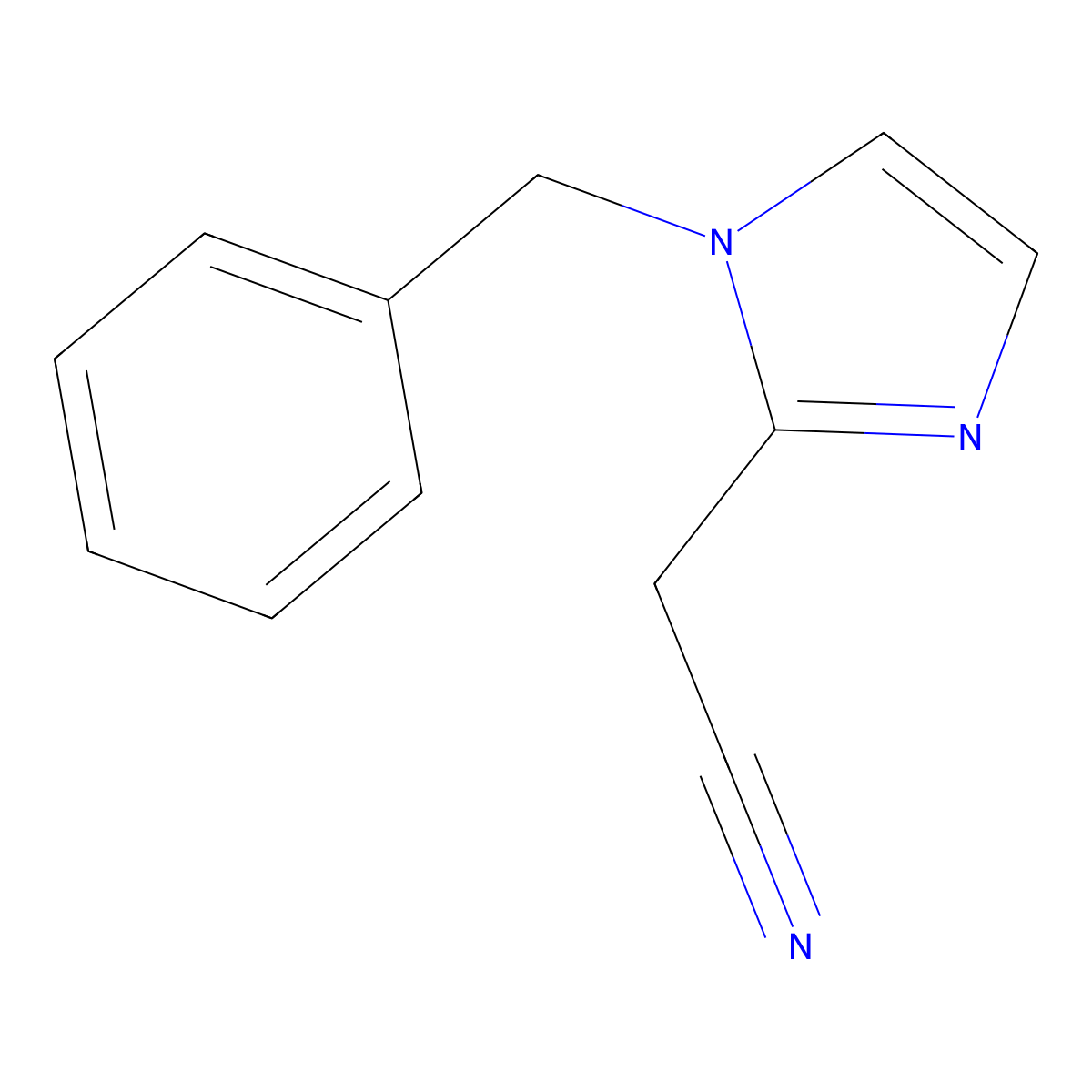 (1-benzyl-1H-imidazol-2-yl)acetonitrile molecular structure, CAS 21125-22-4