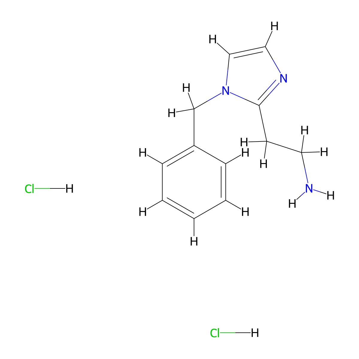2-(1-benzyl-1H-imidazol-2-yl)ethan-1-amine dihydrochloride molecular structure, CAS 21125-25-7