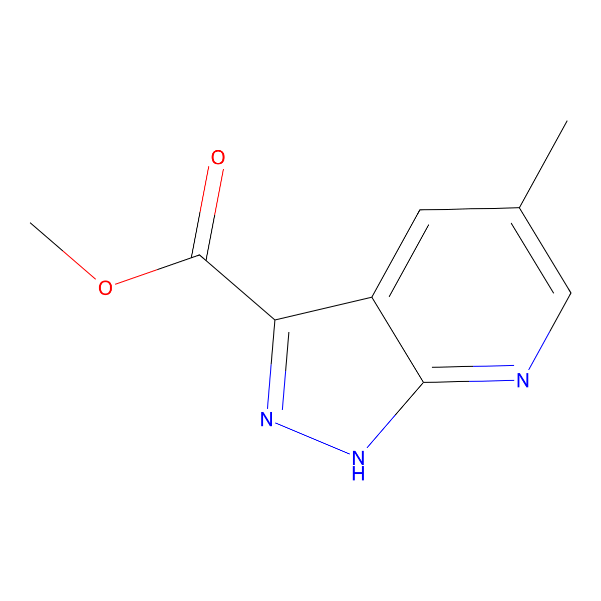 methyl 5-methyl-1H-pyrazolo[3,4-b]pyridine-3-carboxylate molecular structure, CAS 2112505-78-7